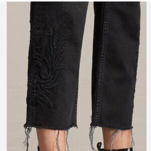 Black Distressed Embroidered Philly Boys Denim Jeans (AllSaints)